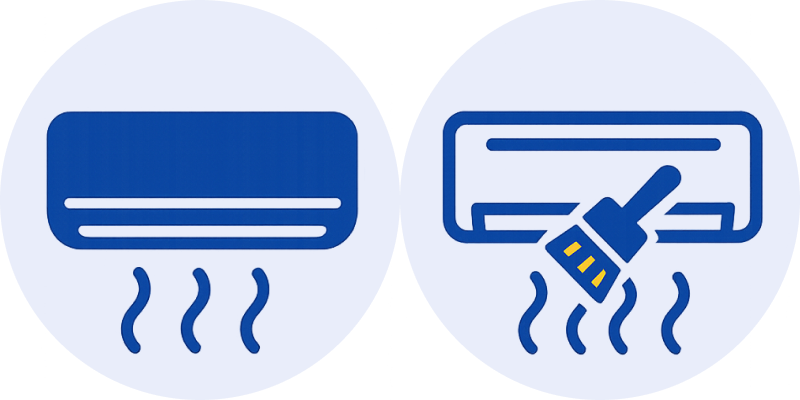壁掛けエアコン+お掃除機能付きエアコン
